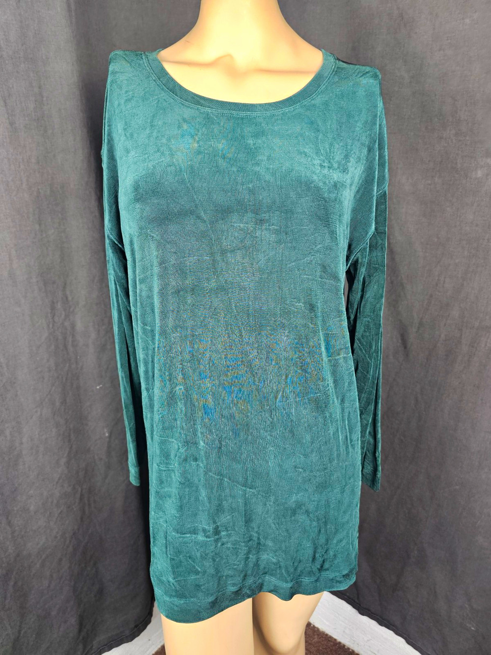 Vtg 90s The Limited Slinky Knit Tunic Top M Teal Green Acetate Lycra casual